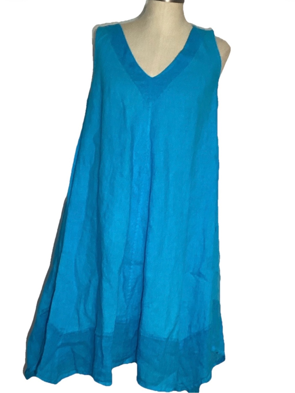 Moraitis women’s blue linen Sleeveless dress size small